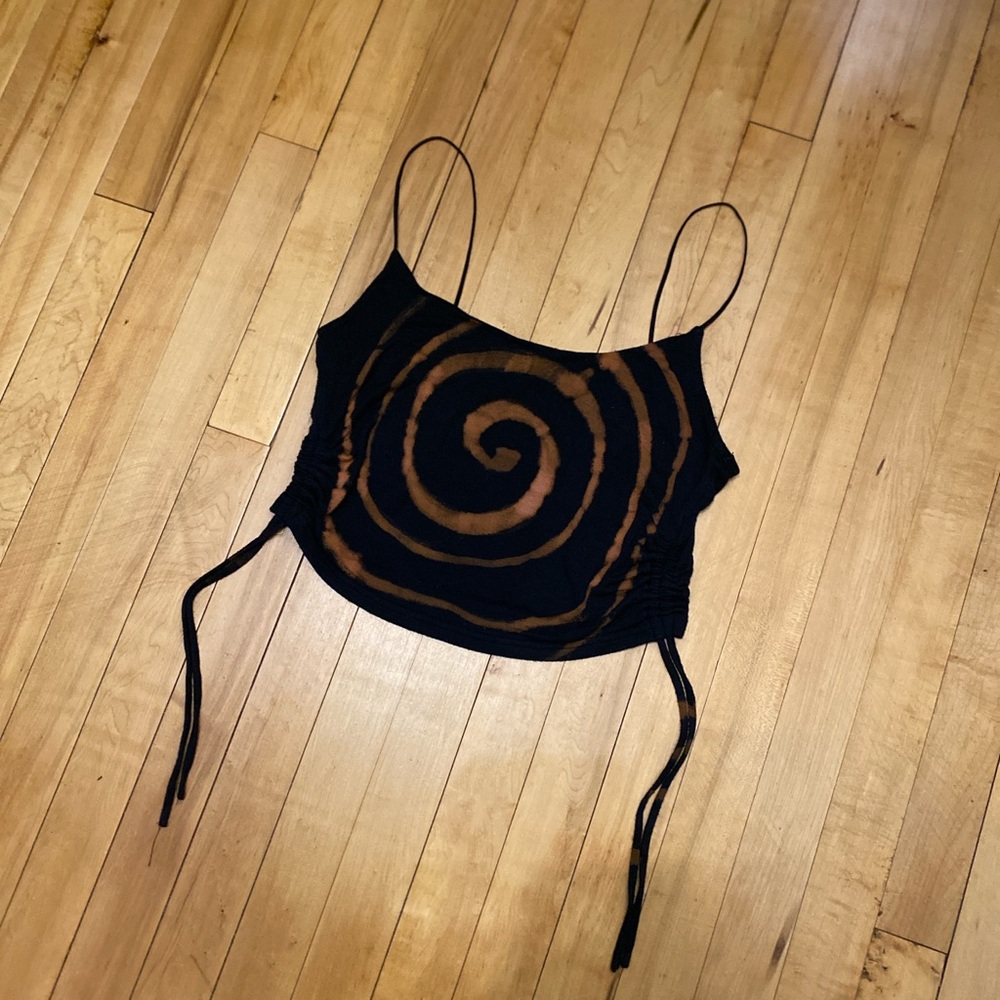 1 of 1 Bleach Spiral Design Black Tank Top